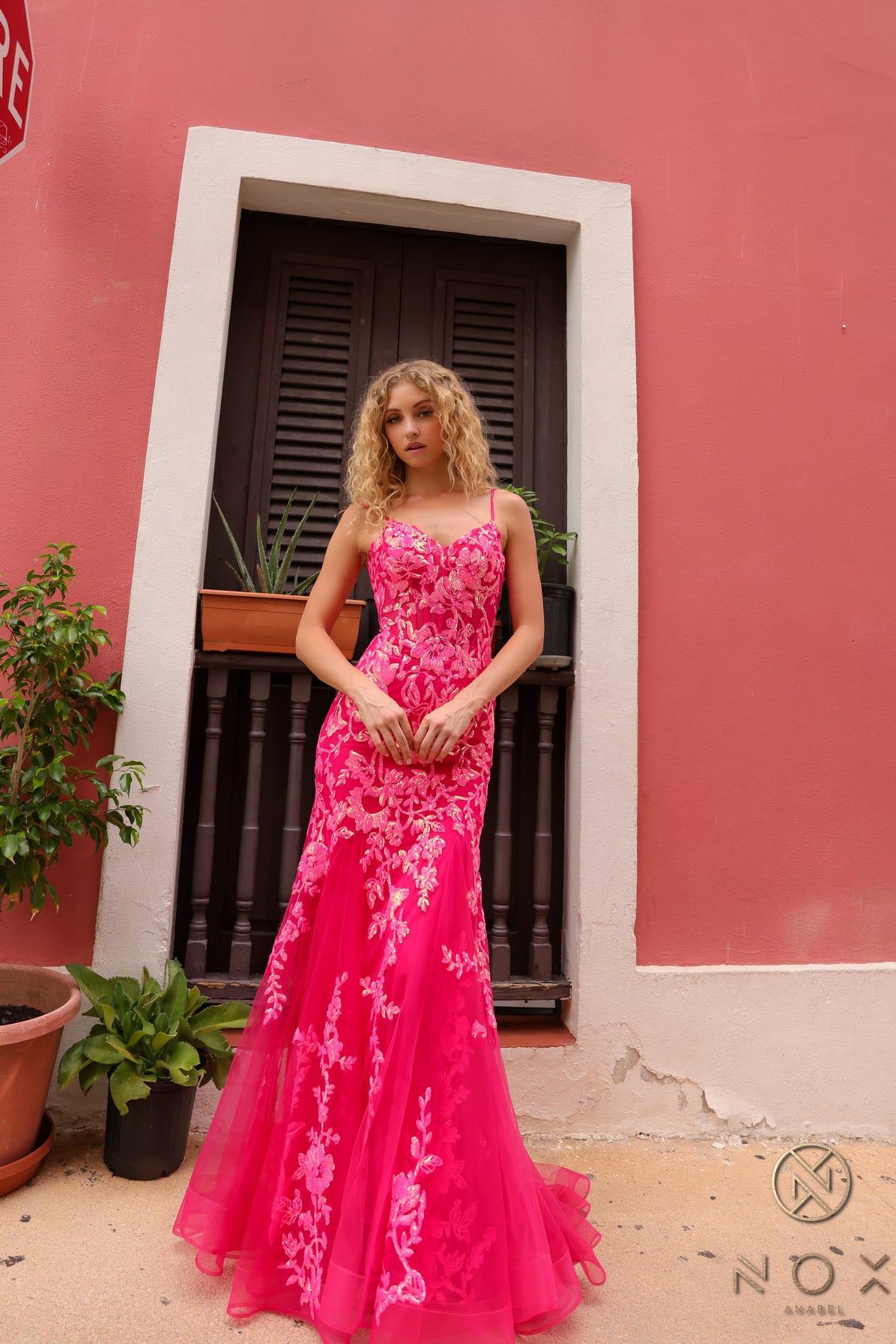 Nox Anabel Q1390 Long Sequin Sheer Corset Mermaid Prom Dress Neon Pageant Gown 12 / Coral Fuchsia Nox Anabel Q1390 Long Sequin Sheer Corset Mermaid Prom Dress Neon Pageant Gown 12 / Coral Fuchsia
