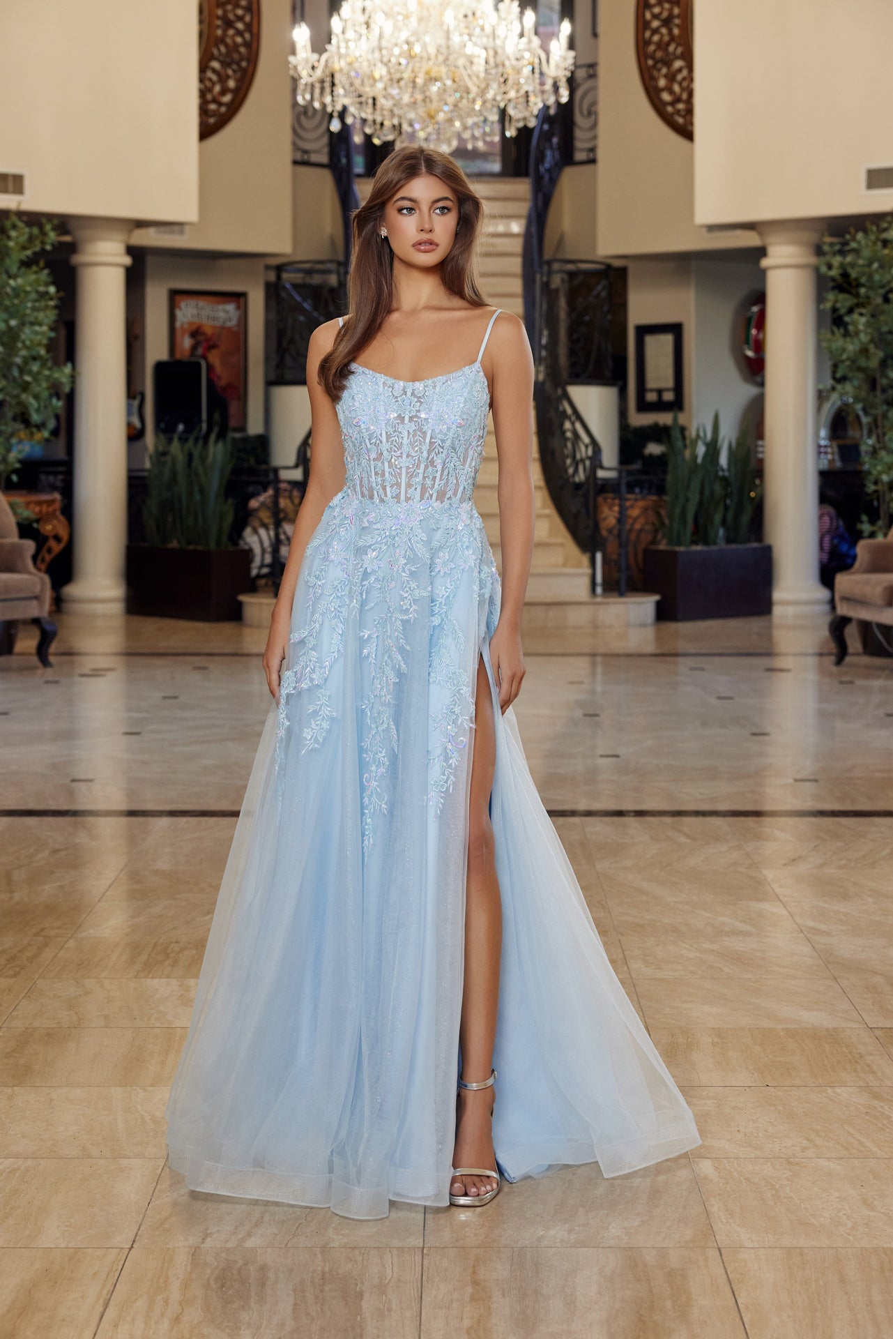 corset scoop neck dress Periwinkle