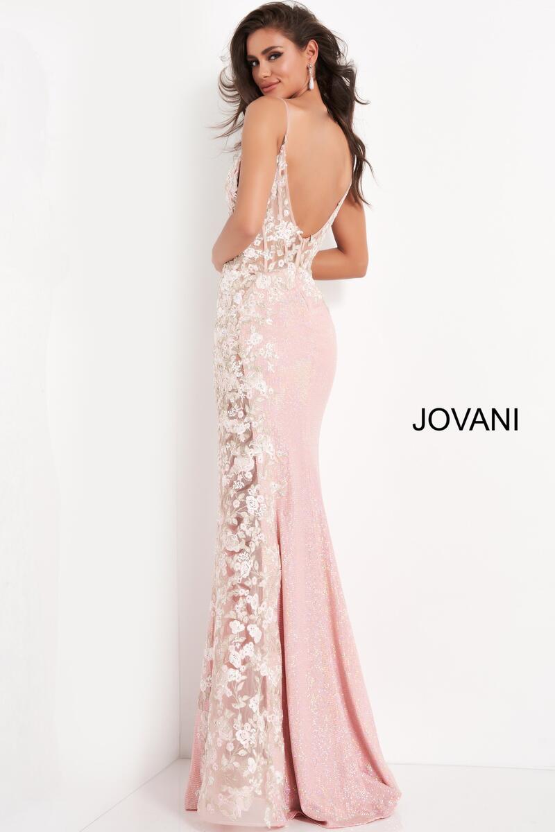 Jovani 06232 is a long fitted pink sequin Formal evening gown. Featuring a Gorgeous Sheer Corset Style fitted bodice with boning. V neckline. This Prom dress is accented with floral appliques embellished & Cascading from the bodice down into the sheer side panel that runs the length of this pageant gown. Backless. Sequin embellished skirt. Great sexy gown for any formal event!
Size 2
Color Pink