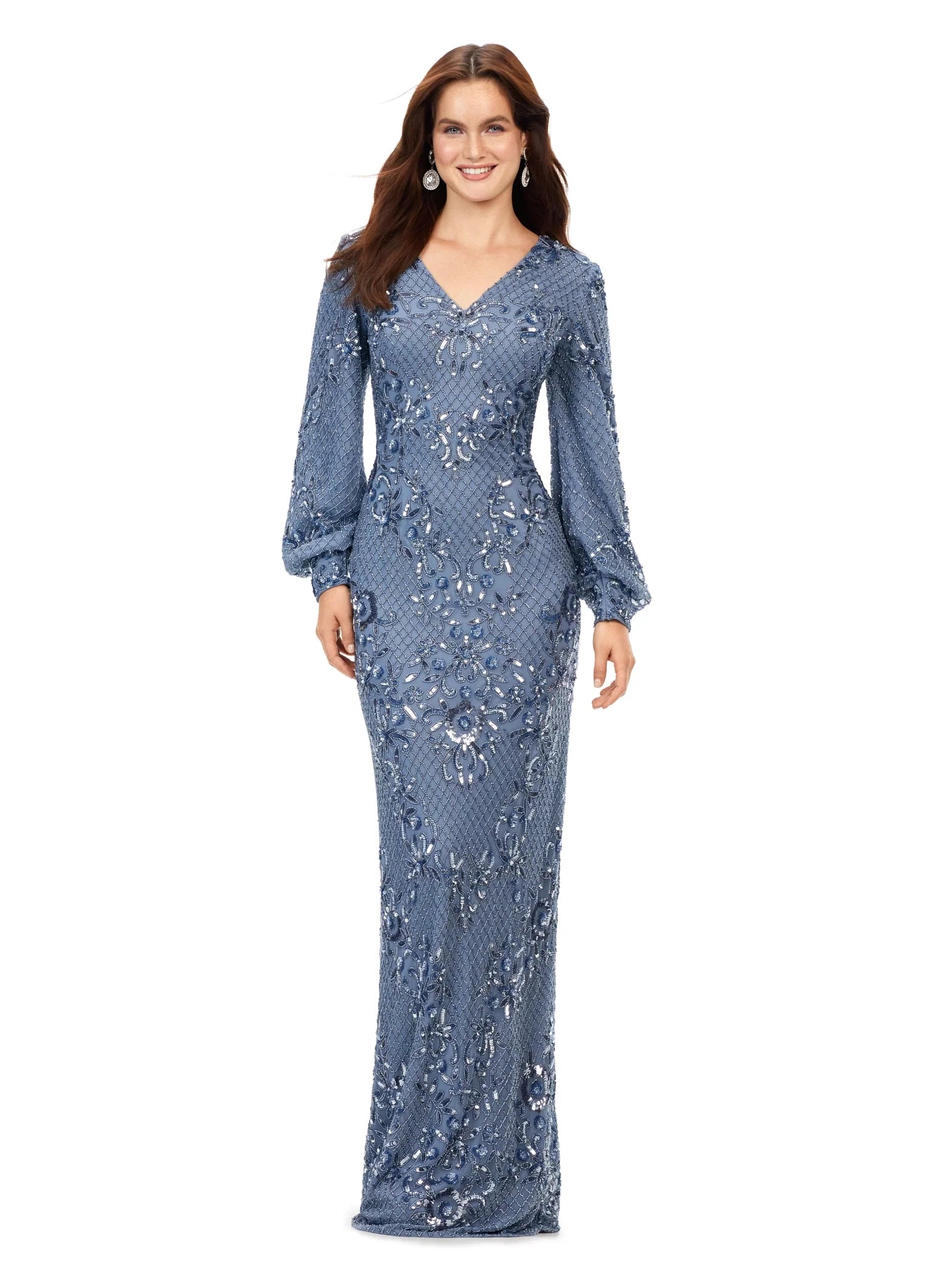 ASHLEYlauren 11193 sz 18 Vintage Blue Formal Dress Beaded ASHLEYlauren 11193 sz 18 Vintage Blue Formal Dress Beaded