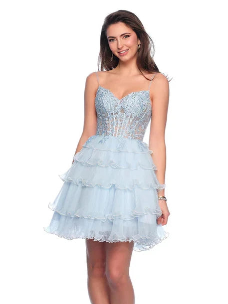 Dave & Johnny 11753 Short Pleated Pearl Corset Lace Dress Homecoming C Glass Slipper Formals Dave & Johnny 11753 Short Pleated Pearl Corset Lace Dress Homecoming C Glass Slipper Formals