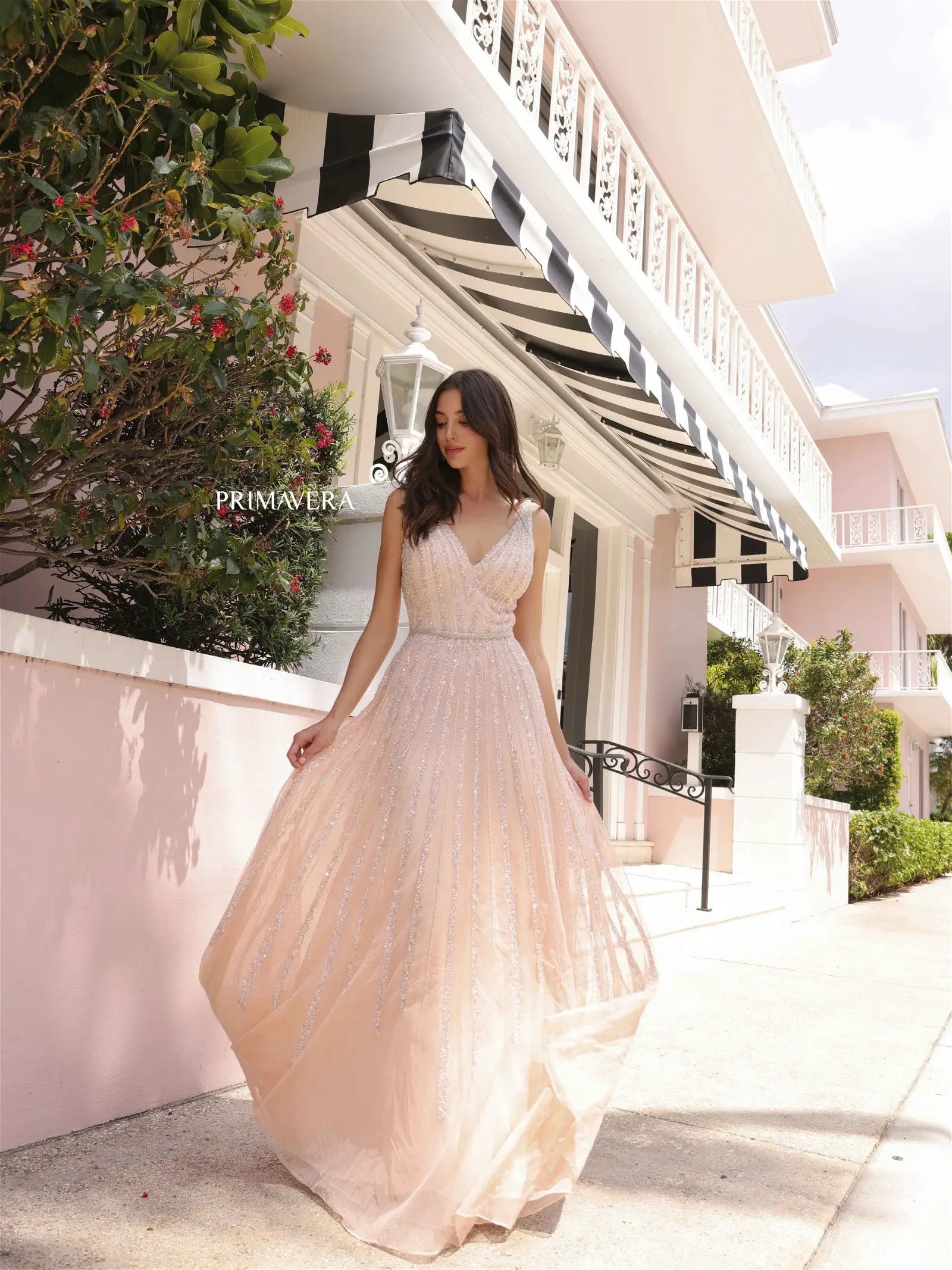 Primavera Couture 12116 Size 0 Blush Formal Dress Sequin Beaded A Line Primavera Couture 12116 Size 0 Blush Formal Dress Sequin Beaded A Line