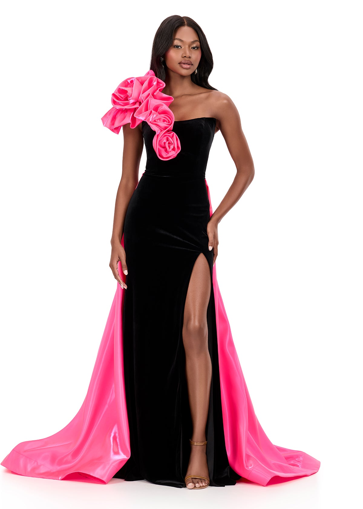 Ashley Lauren Style 12174 Long Prom Dress Pageant Formal Evening Gown 6 / Black/Hot Pink