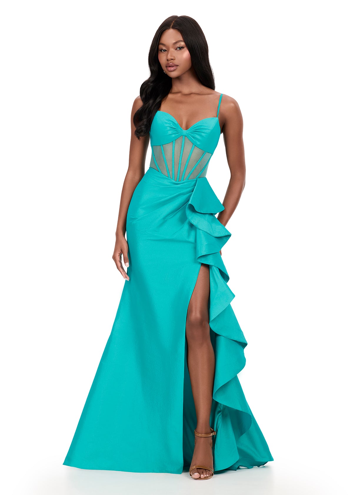 formal a line mini dress LYNDSEY Chiffon Scarf Mini Semi-Formal Dress main image 0