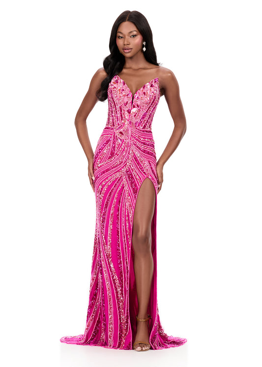 Ashley Lauren Style 12230 is a long prom dress designed for pageant and formal evening events. This elegant gown features Ashley Lauren's signature attention to fit and detail, creating a flattering silhouette that stands out on stage and in photos.