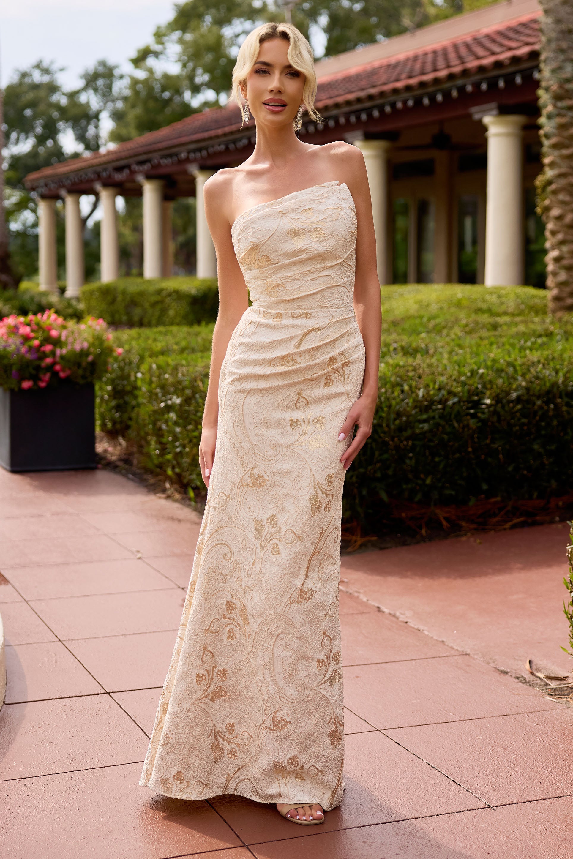 formal.maternity dress Primavera Couture 13163 Mother of the Bride Groom Dress Nude / 16