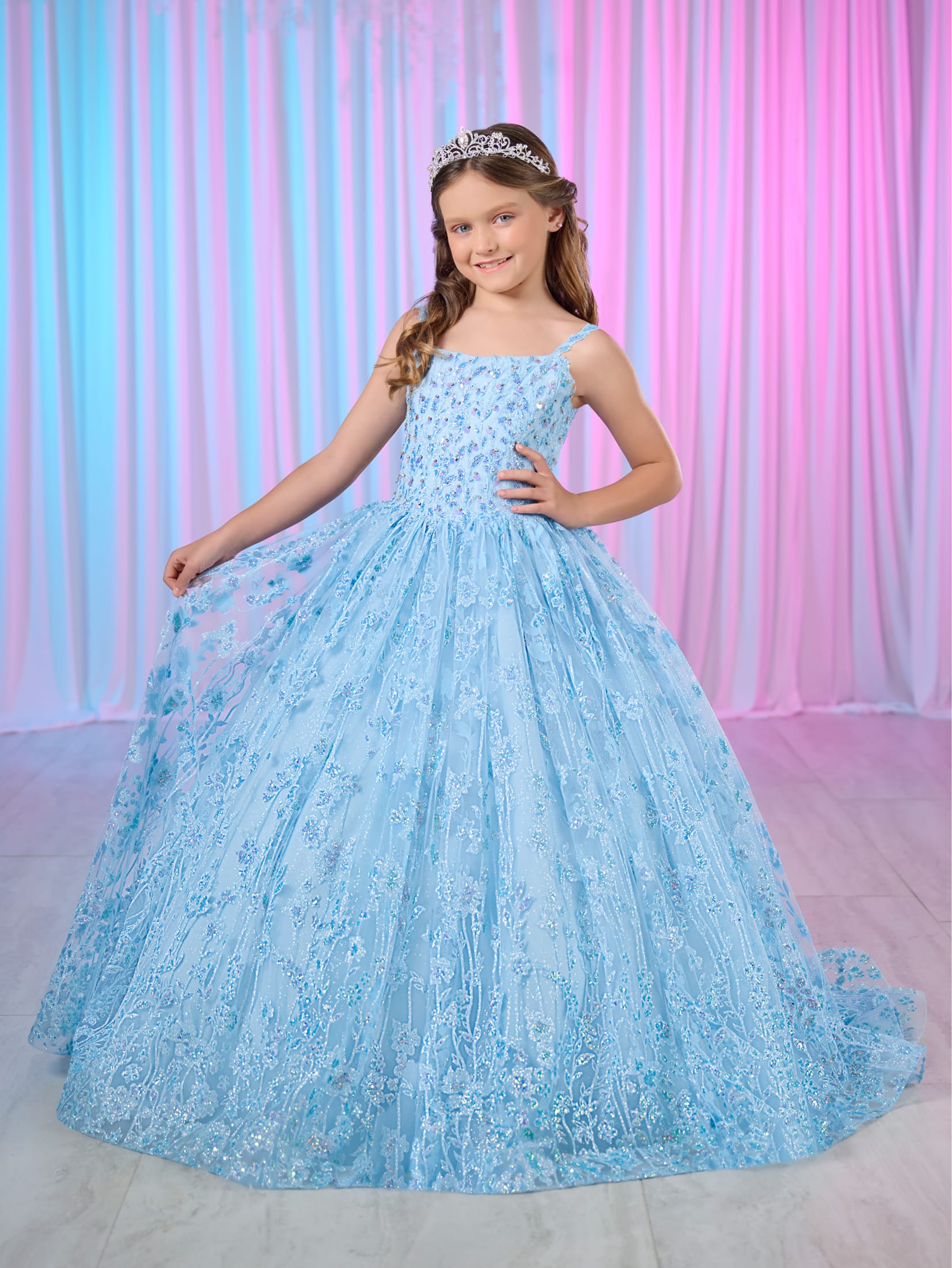 Tiffany Princess 13755 Size 4 SKY Girls Glitter Pageant Dress Long Ball Gown Formal Sequin Corset Tiffany Princess 13755 Size 4 SKY Girls Glitter Pageant Dress Long Ball Gown Formal Sequin Corset
