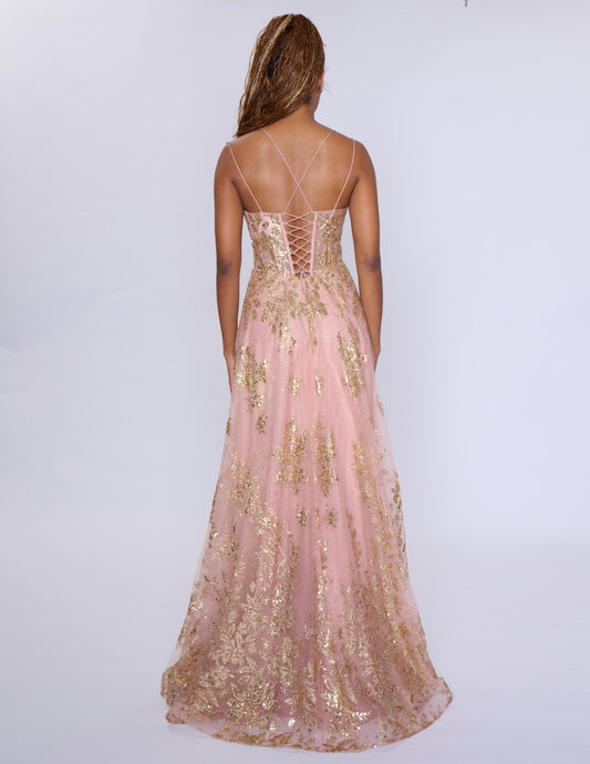 Shine at your prom with the Nina Canacci 1589 Sheer Sequin A Line Prom Dress. Featuring a corset bodice and a V-neckline, this formal evening gown will accentuate your figure. The sheer sequin fabric adds a touch of glamour to your look. Make a statement with this elegant and on-trend dress.
Sizes: 0-18
Colors: Sage, Rose Gold, Mulberry, Navy/Lilac