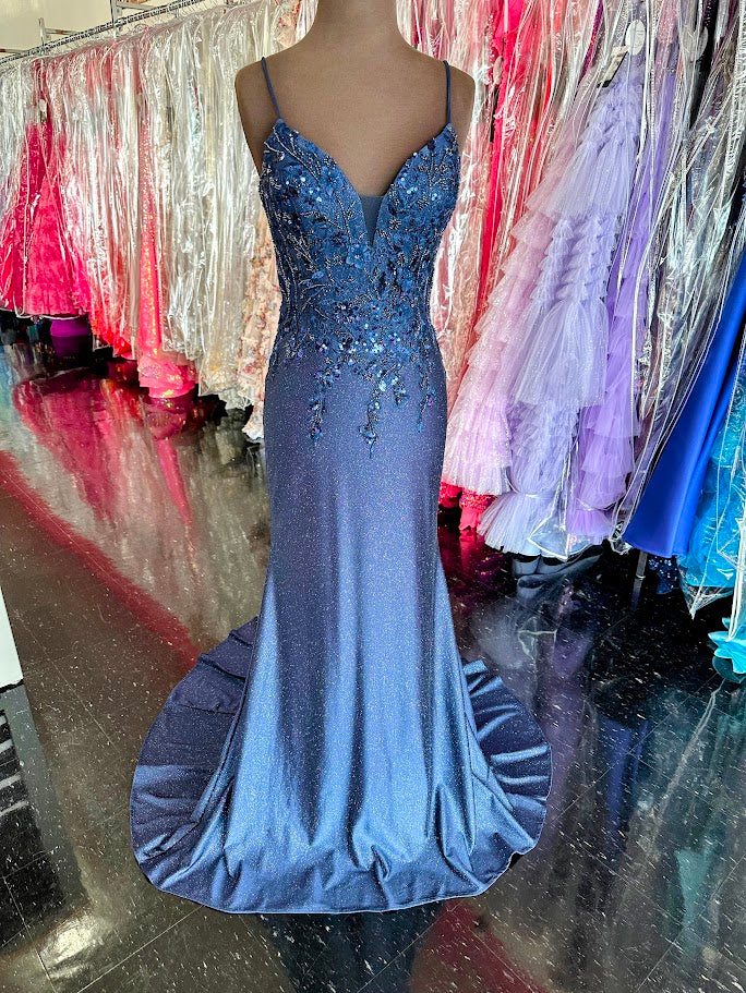 Nina Canacci 1591 Size 4 Navy Long Fitted Shimmer Sequin Prom Dress La Glass Slipper Formals Nina Canacci 1591 Size 4 Navy Long Fitted Shimmer Sequin Prom Dress La Glass Slipper Formals