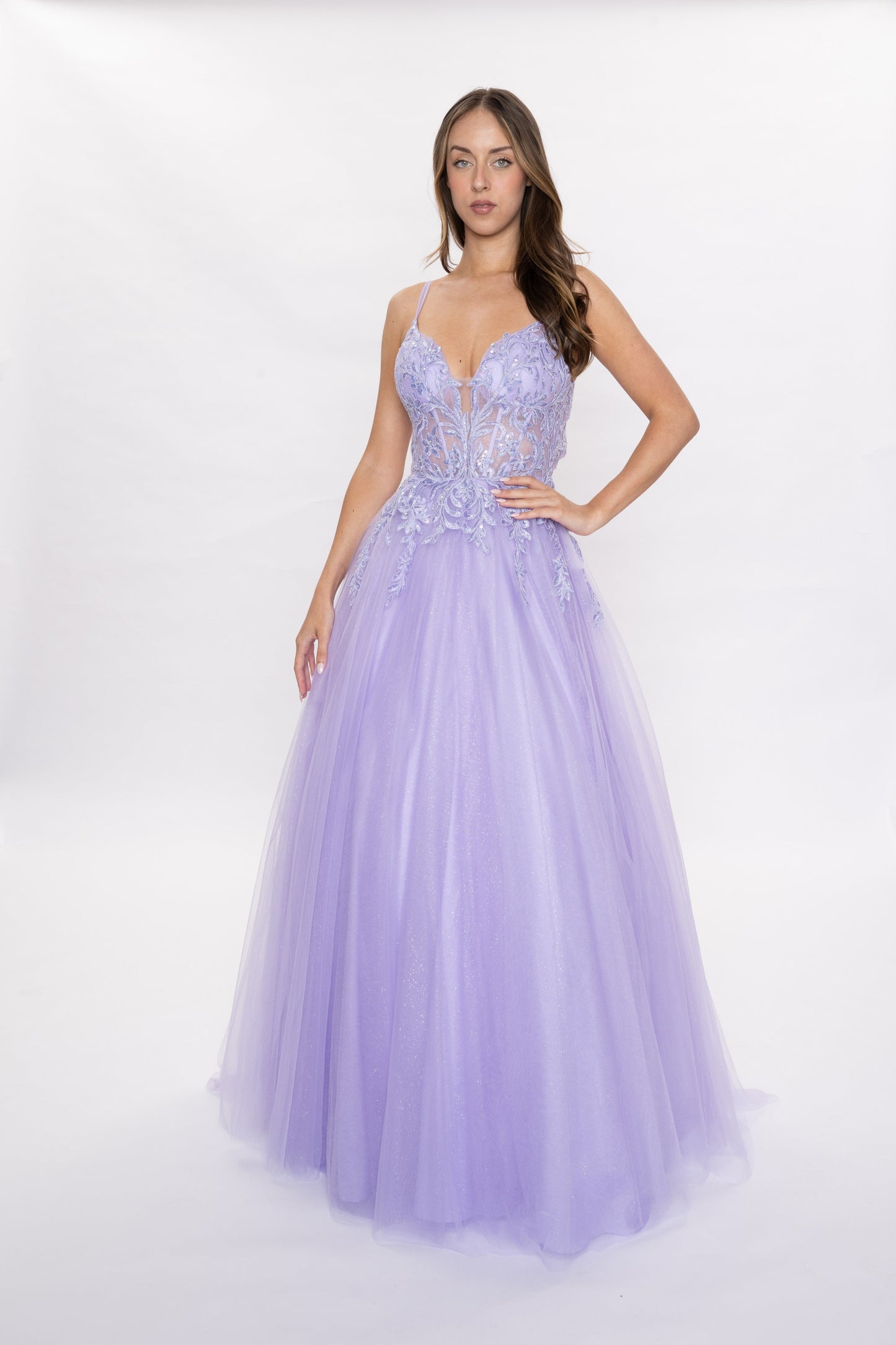 Expertly designed by Nina Canacci, this 3276 Sheer Lace Corset Prom Dress is a must-have for any formal occasion. The A-line silhouette flatters all body types, while the tulle and lace details add a touch of elegance. The corset back ensures a perfect fit, while the backless design adds a modern twist. Look and feel amazing in this stunning formal gown.
Sizes: 0-10
Colors: Emerald, Lilac