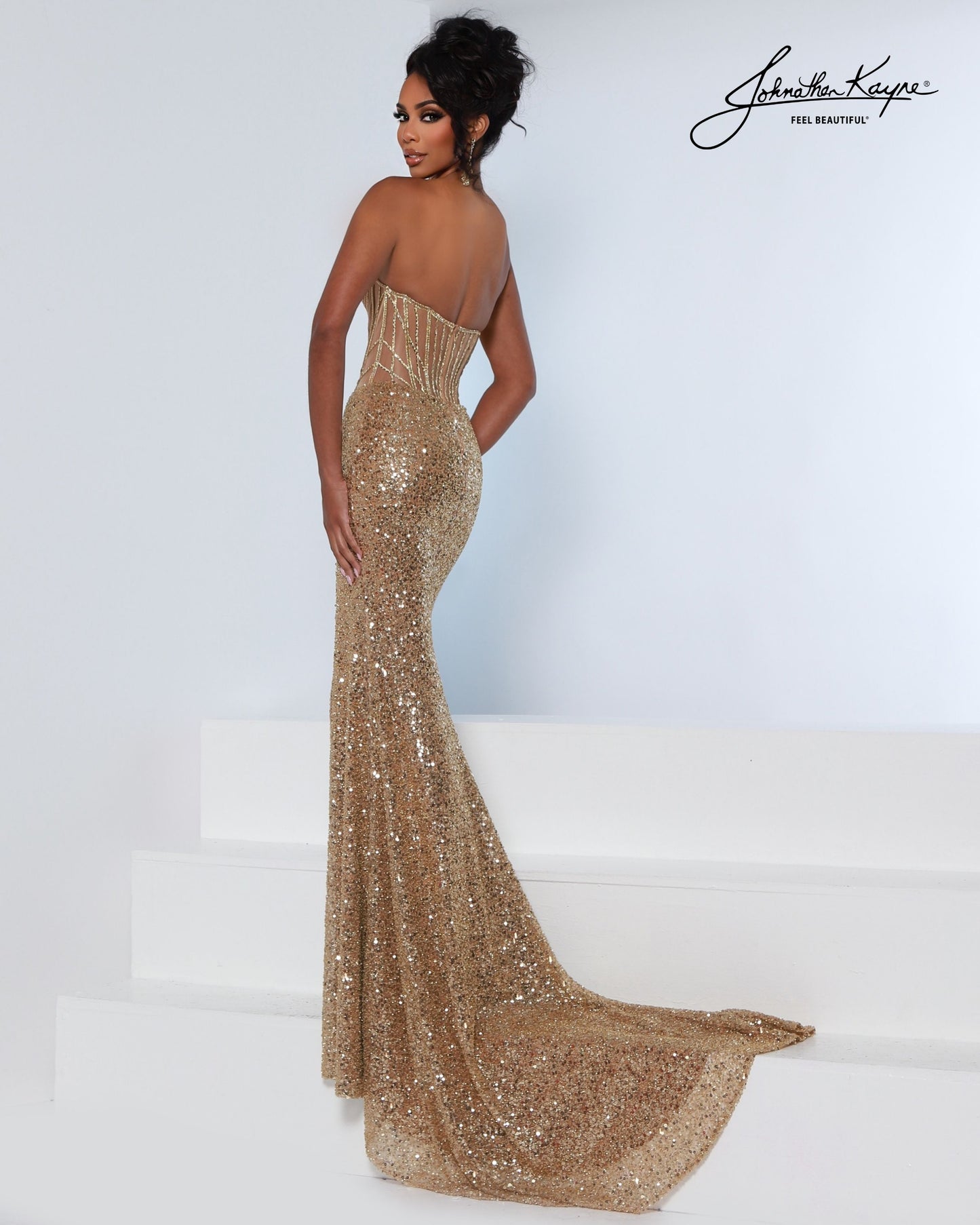 Johnathan Kayne 3306 Beaded Sequin Prom Dress