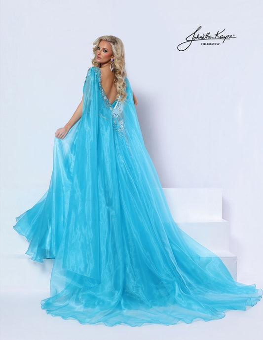 Johnathan Kayne 3341 Pageant Dress Cape Ballgown