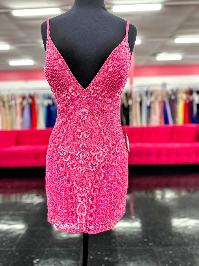 Jovani 36425 Beaded Low V-Neck Embellished Short Dress Jovani 36425 Beaded Low V-Neck Embellished Short Dress