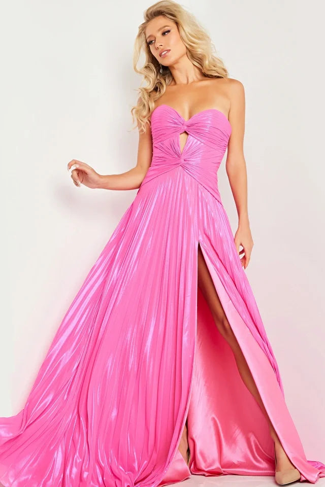 Jovani 36461 Long Prom Dress Metallic Strapless Maxi Slit Sweetheart Neck Line Formal Pageant Gown 6 / Orange Jovani 36461 Long Prom Dress Metallic Strapless Maxi Slit Sweetheart Neck Line Formal Pageant Gown 6 / Orange