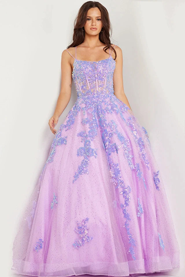 glitter purple prom dresses Sparkly Rhinestones Plunging Neck Purple Sequin Mermaid Prom Dress