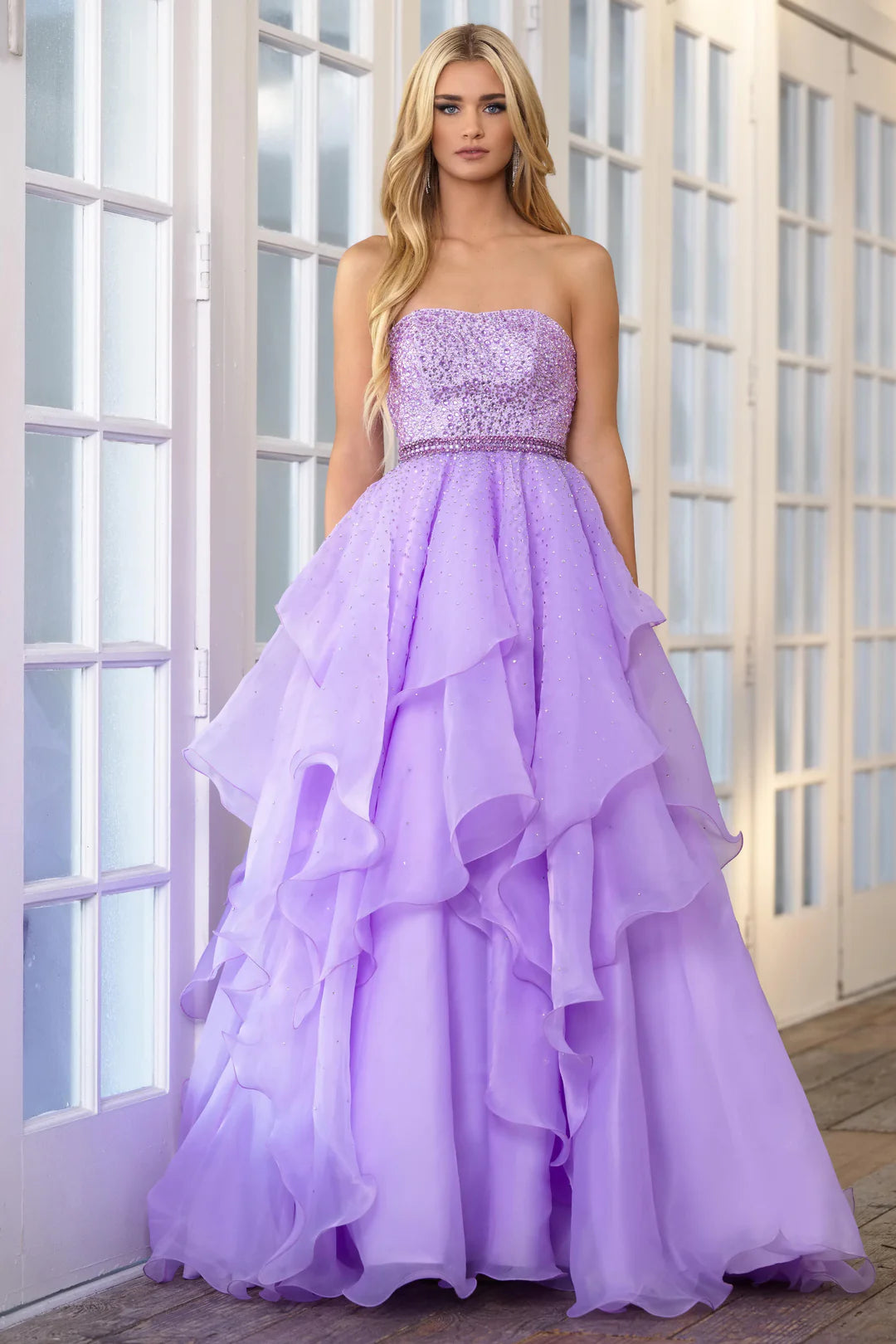 Ava Presley 39561 Long Prom Dress Beaded Bodice Halter Top Crystal Bel –  Glass Slipper Formals