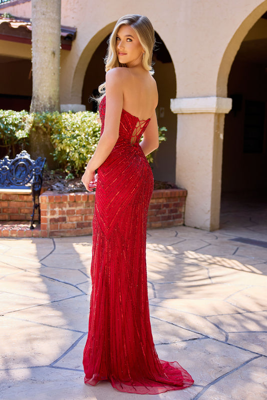 Primavera Couture 4309 Size 2 Red Prom Dress Sequins Formal