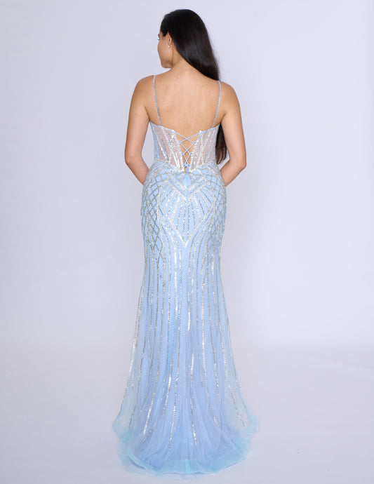 Experience elegance and sophistication in the Nina Canacci 4428 prom dress. This stunning evening gown features a sheer corset bodice with crystal detailing and a fitted silhouette for a flattering look. The V-neckline adds a touch of glamour to this formal dress. Elevate your wardrobe with this timeless piece.
Sizes: 0-14
Colors: Black, Gold/Silver, Blue/Silver