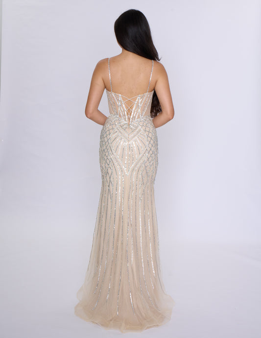 Experience elegance and sophistication in the Nina Canacci 4428 prom dress. This stunning evening gown features a sheer corset bodice with crystal detailing and a fitted silhouette for a flattering look. The V-neckline adds a touch of glamour to this formal dress. Elevate your wardrobe with this timeless piece.
Sizes: 0-14
Colors: Black, Gold/Silver, Blue/Silver