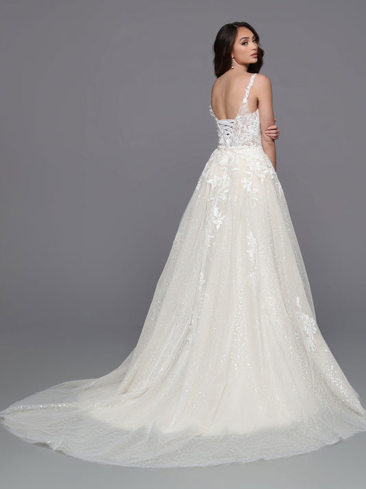 Featuring sheer beaded lace and a wide ribbon corset, Davinci Bridal 50738 is the perfect fit & flare sheath wedding dress. Create your dreamy walk down the aisle with the detachable skirt and extended tulle train. Accentuate your figure and showcase your sense of style with this elegant option.