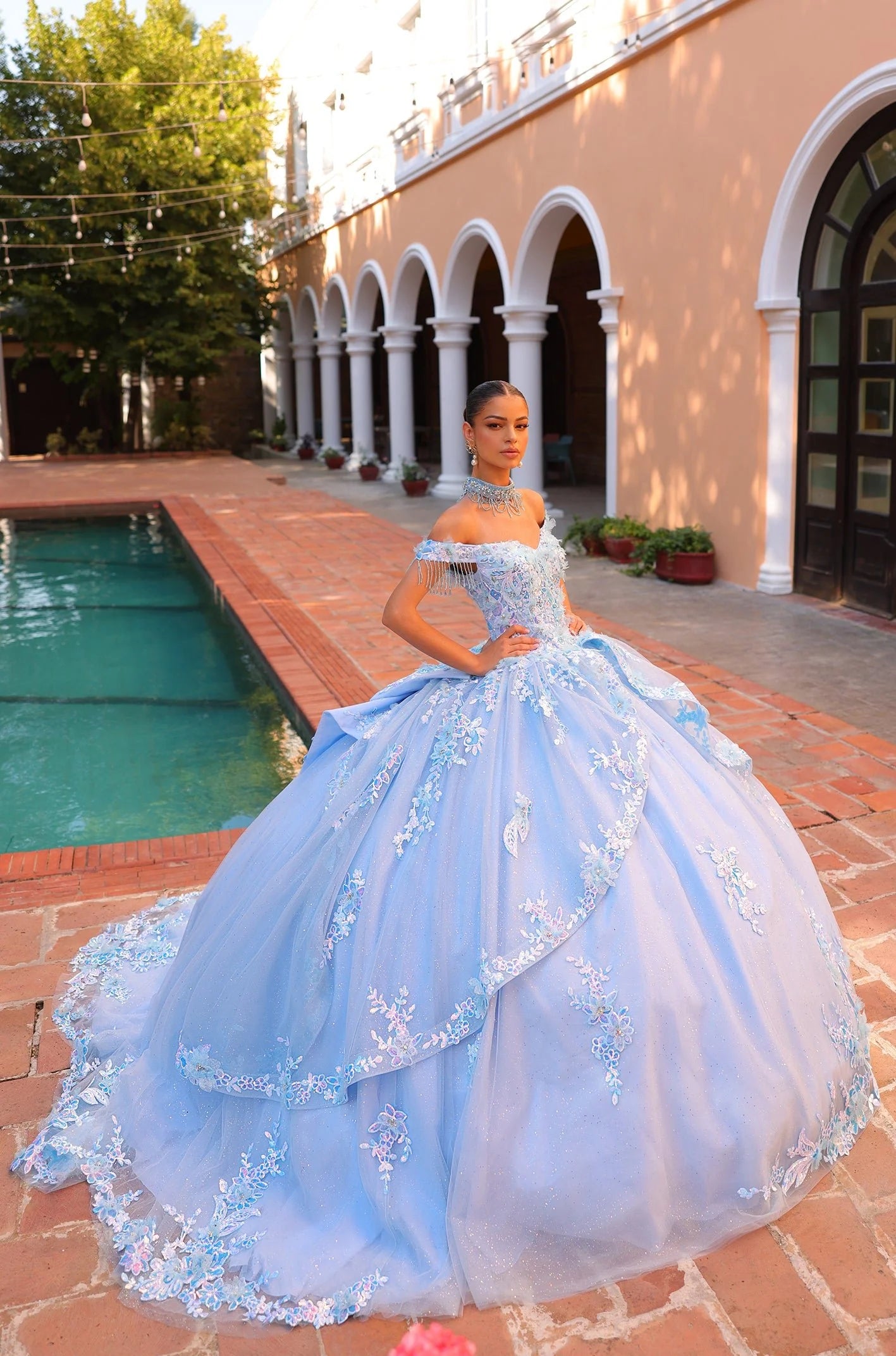 sequin quince dress Fuchsia Sleeveless Sequin Quinceanera Dress Fuchsia / 6