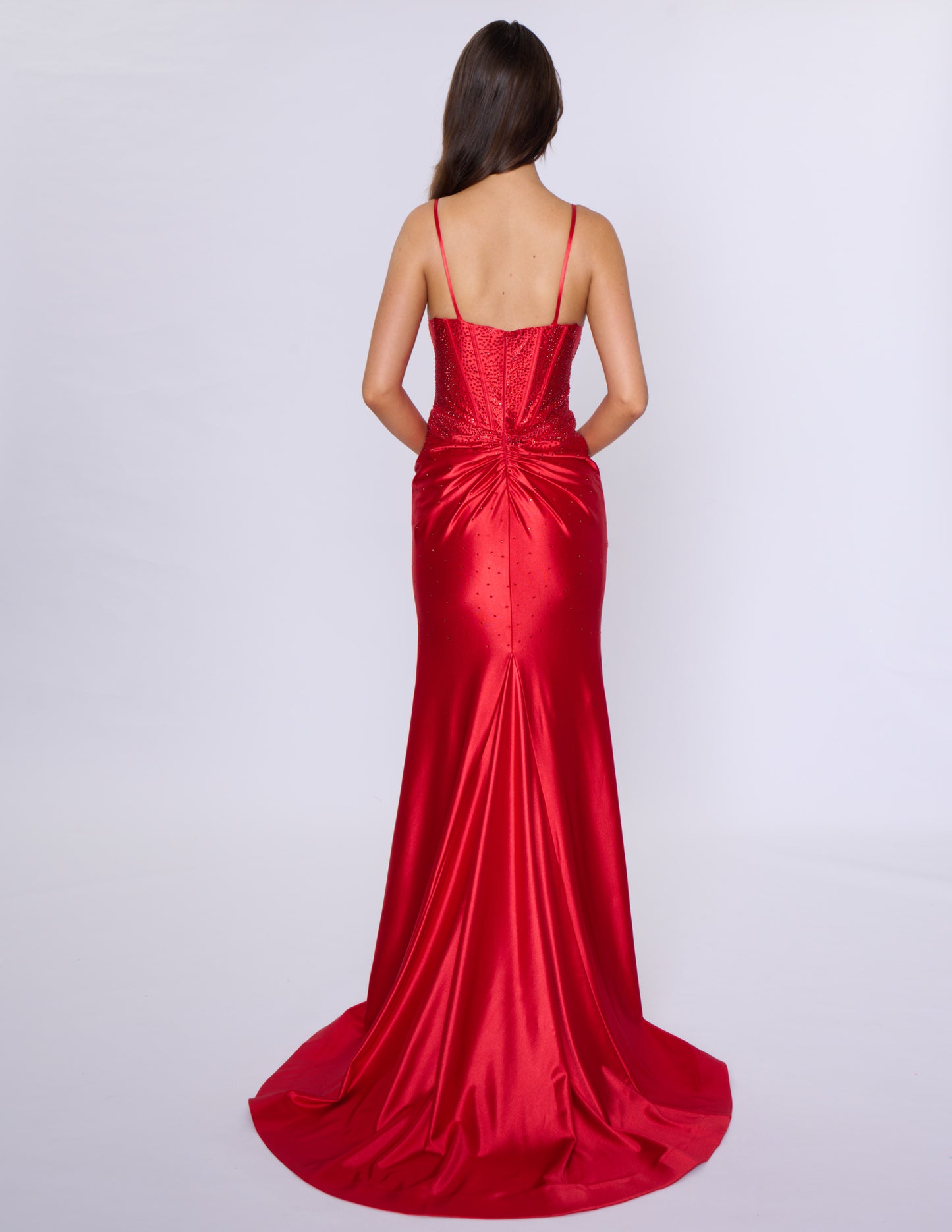 Experience elegance and glamour with our Nina Canacci 6687 long fitted prom dress. Featuring a crystal corset and a V-neck with a tasteful slit, this dress is perfect for formal evening events. Its figure-hugging fit and intricate details will make you stand out and feel confident all night long.
Sizes: 0-16
Colors: Red, Royal, Black, Blue