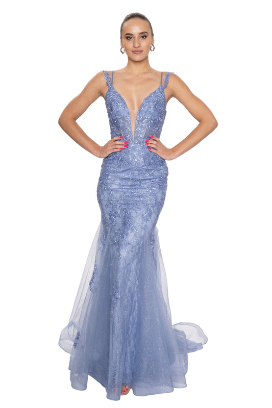 Indulge in pure luxury with the Nina Canacci 7600 Prom Dress. This stunning royal blue dress features intricate lace details, a plunging V-neckline, and corset lace straps for a truly elegant look. Be the star of the night and make a statement with this sophisticated and exclusive dress.
Nina Canacci 7600 Prom Dress Mermaid Lace Plunging V Neckline Corset Lace Straps
Sizes: 6
Colors: Steel Blue