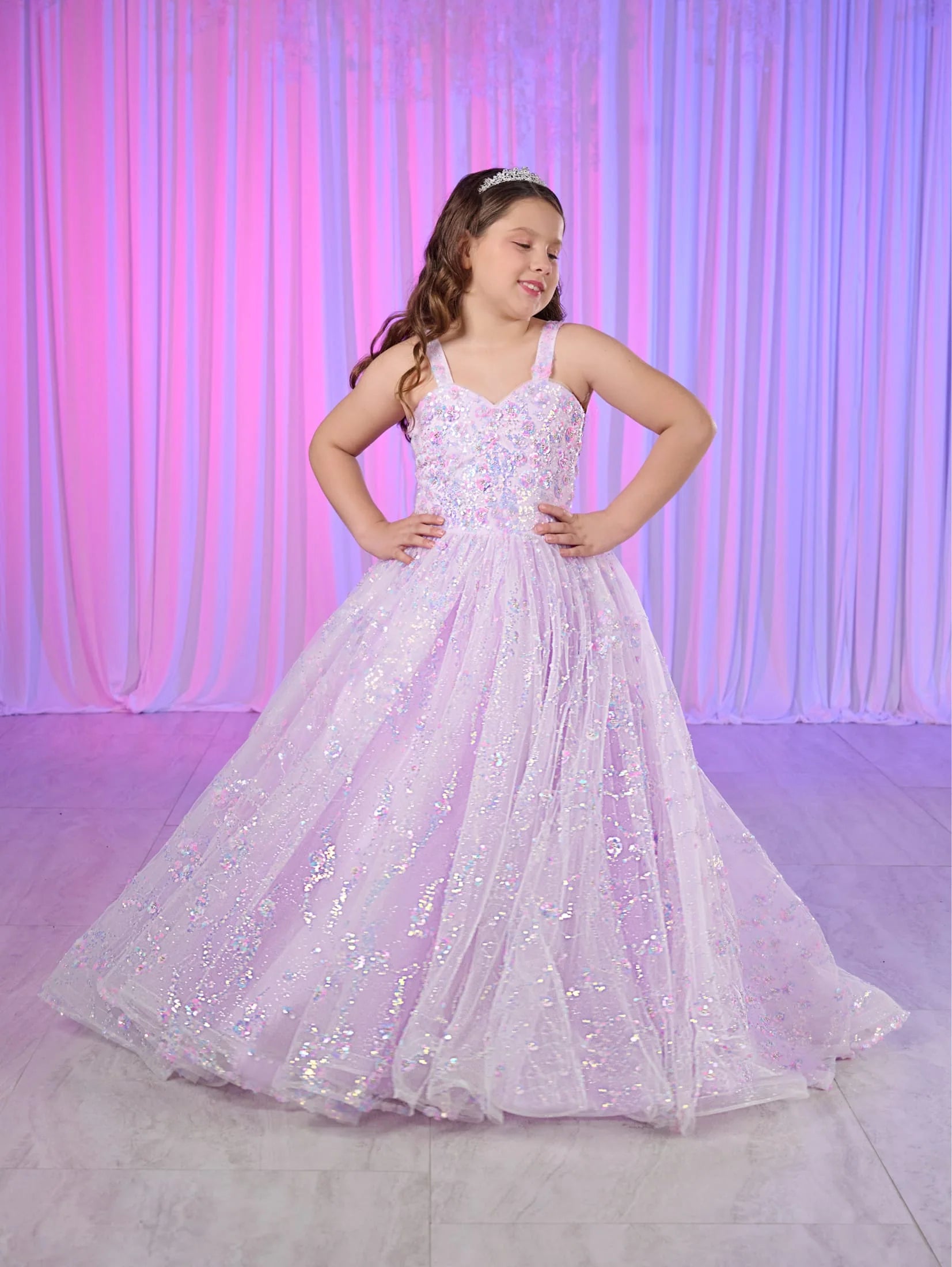 Tiffany Princess 80026MQ Size Lilac Girls Sequin Pageant Dress