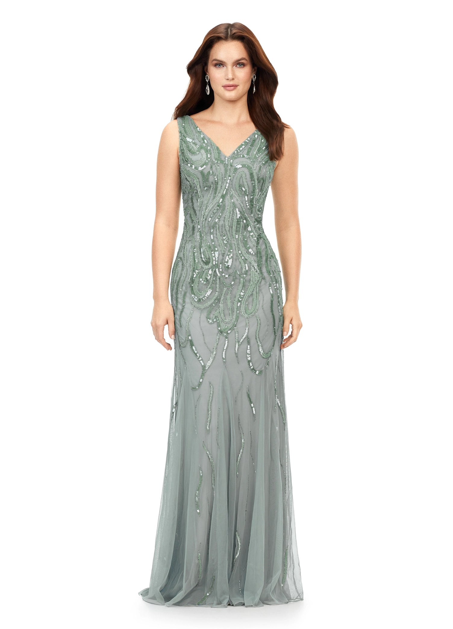 Ashley Lauren 11204 Formal Dress Dark Taupe 00 / Sage Ashley Lauren 11204 Formal Dress Dark Taupe 00 / Sage