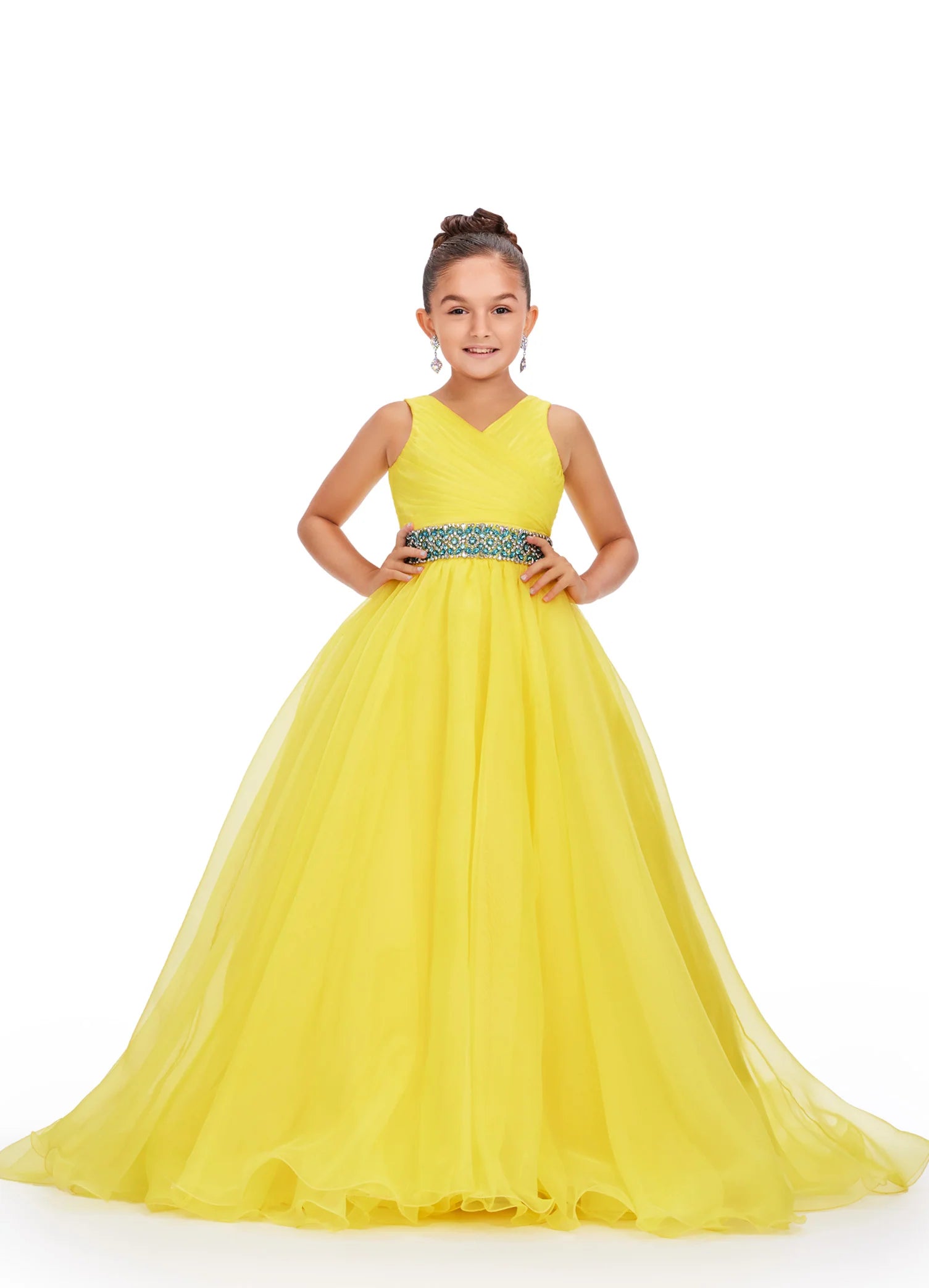 Ashley Lauren Kids 8249 Size Yellow Girls Organza A Line Pageant