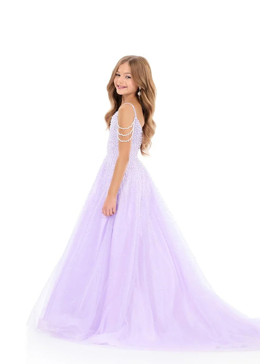 ASHLEYlauren 8335 Size 4 LILAC Girls Pageant Dress Pearls