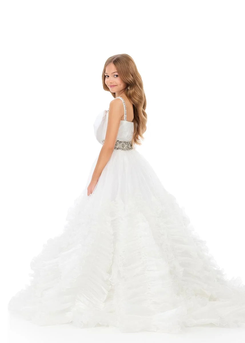 ASHLEYlauren 8338 Kids Organza Ball Gown Bow Bodice Ruffles