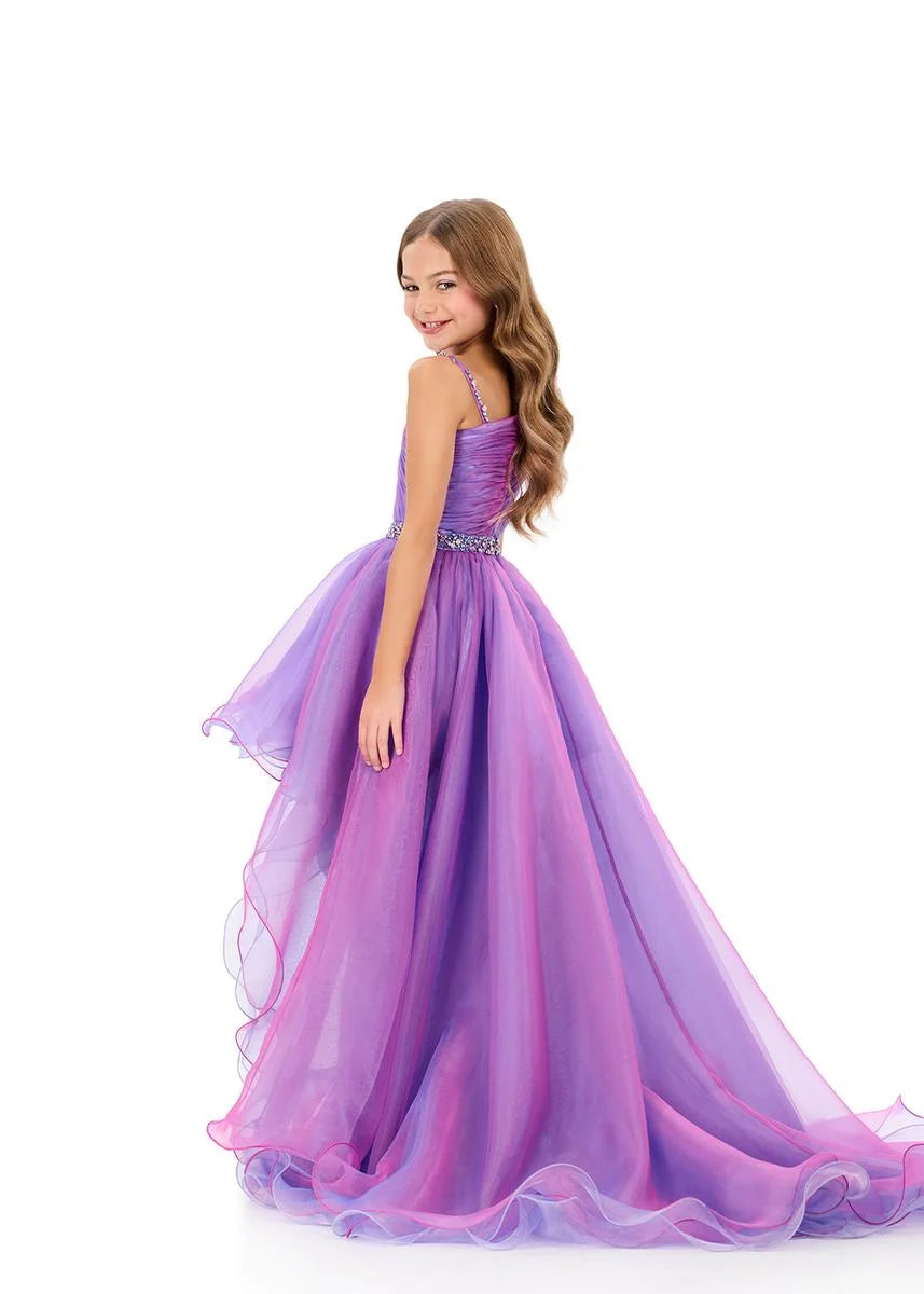 ASHLEYlauren 8350 Girls Dramatic High-low Organza Gown