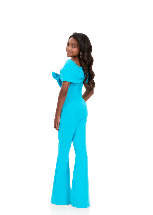 ASHLEYlauren 8372 kids pageant jumpsuit bow neckline