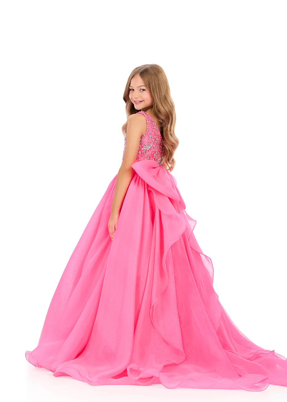 ASHLEYlauren 8375 Girls Pageant Gown Ball Gown Bow Back