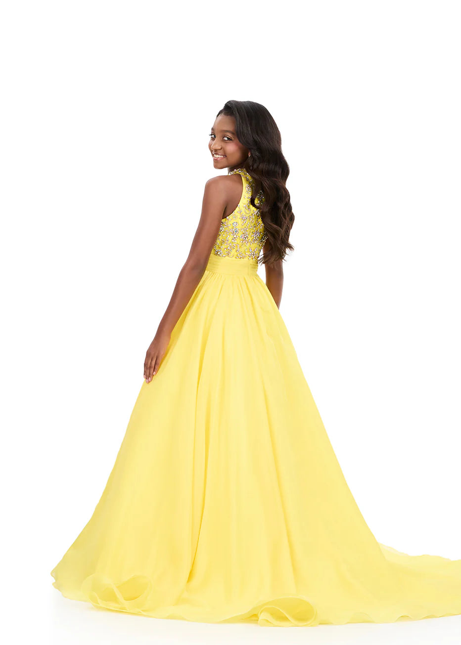 Ashleylauren 8377 Girls A Line Pageant Dress Halter Neckline