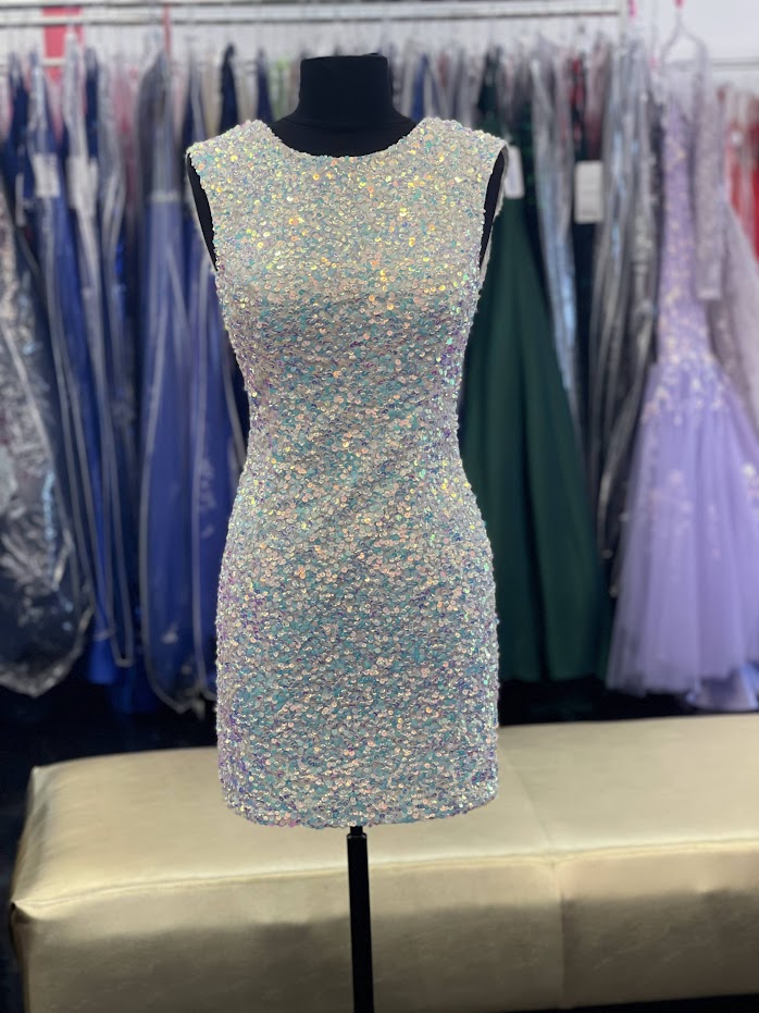 Amarra 87432 Size 2, 12 Cotton Candy Short Fitted Sequin High Neck Backless Modest Homecoming Dress Formal 12 / Cotton Candy Amarra 87432 Size 2, 12 Cotton Candy Short Fitted Sequin High Neck Backless Modest Homecoming Dress Formal 12 / Cotton Candy
