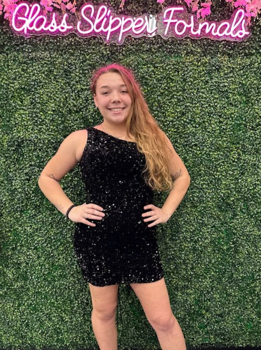 Amarra 88695 size 8 Black Velvet Sequin Homecoming Dress Amarra 88695 size 8 Black Velvet Sequin Homecoming Dress
