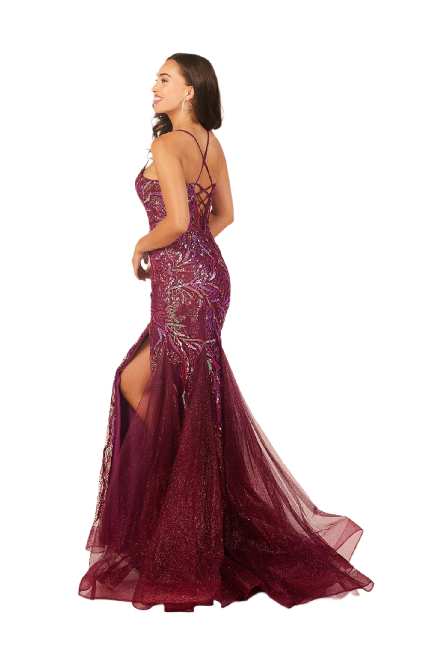 This Abby Paris 90332 dress features a sequin corset top and a mermaid slit skirt, creating a stunning look for prom, formal events, or evenings out. The v-neckline adds a touch of elegance, while the figure-hugging design accentuates your natural curves. Stand out in style with this eye-catching dress.
Sizes: 0-12
Colors: Magenta, Pink