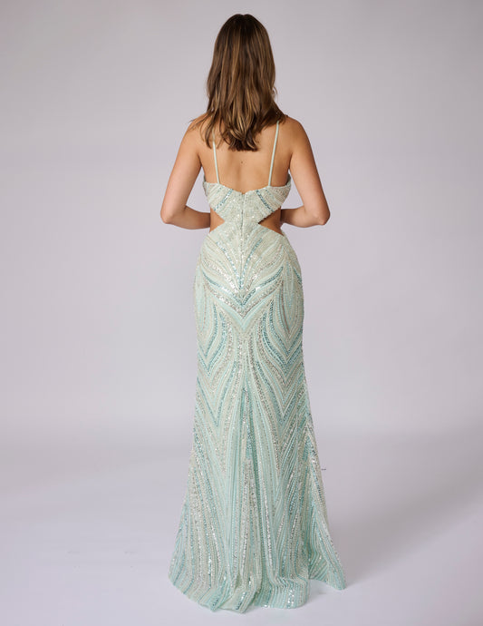 Nina Canacci 9214 Size 6 MINT Beaded Cut Out Prom Dress