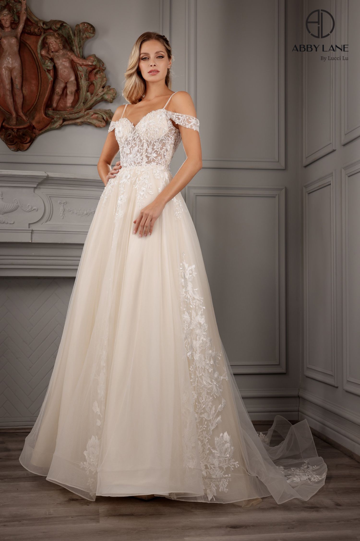 Abby Lane 97170 Size 18 Ivory Champagne Sheer Beaded Lace Ballgown Wedding Dress off the shoulder Bridal Gown Abby Lane 97170 Size 18 Ivory Champagne Sheer Beaded Lace Ballgown Wedding Dress off the shoulder Bridal Gown
