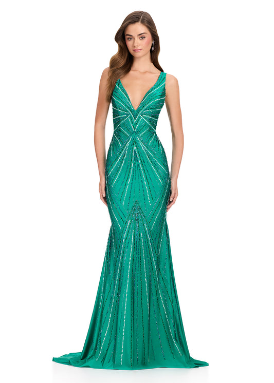 ASHLEYlauren 11693 Emerald Dress
