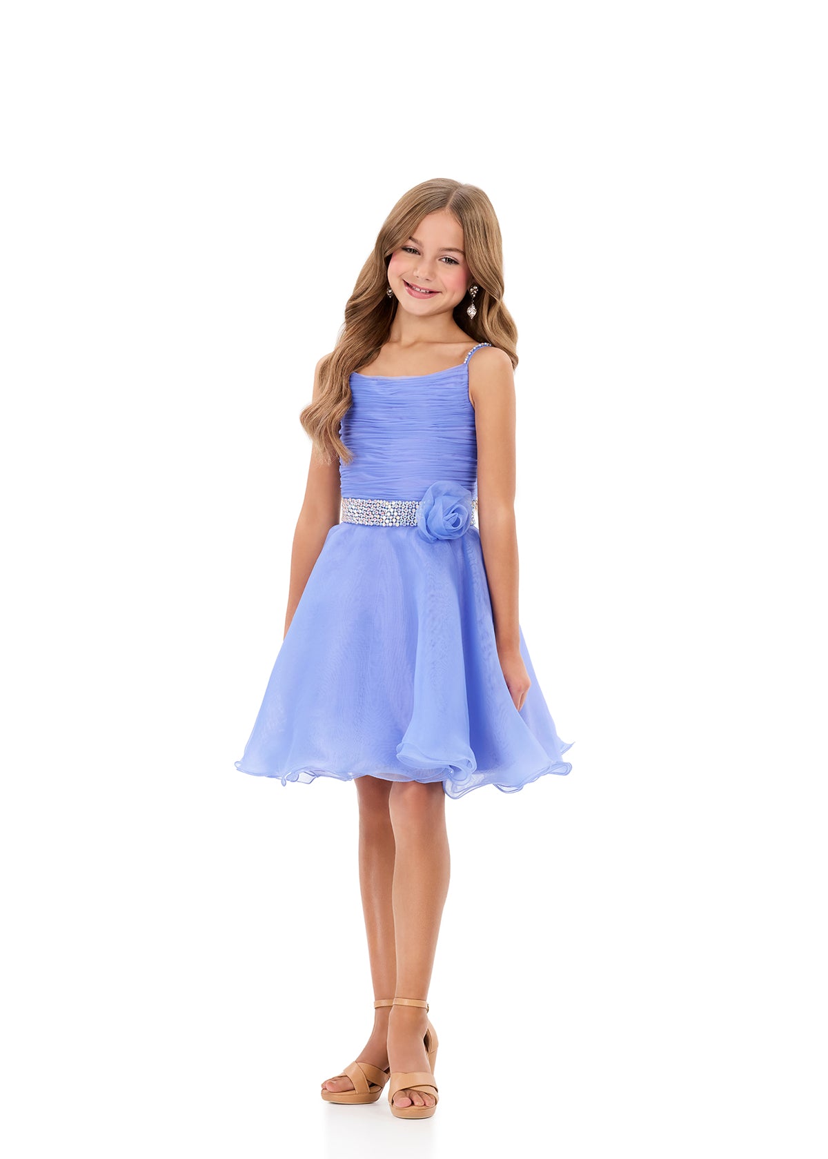 ASHLEYlauren 8331 Kids Organza Fit and Flare Dress White / 6