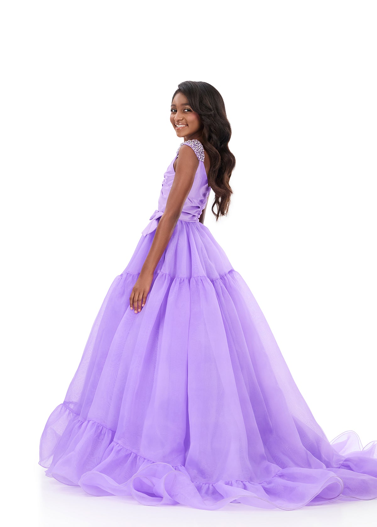 ASHLEYlauren 8340 Lilac Kids Organza Ball Gown Ruffles