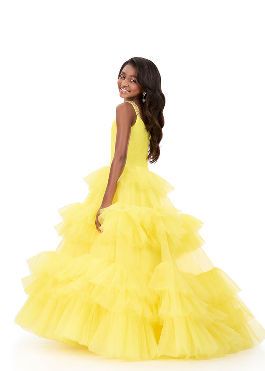 ASHLEYlauren 8342 Yellow Girls Pageant Dress Ruffles
