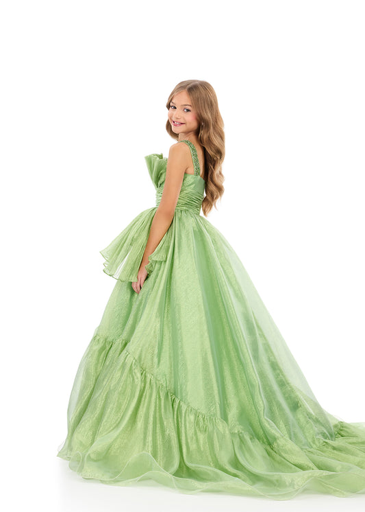 ASHLEYlauren 8345 Green Girls Shimmering Ball Gown