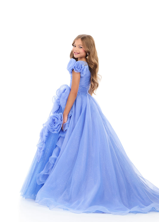 ASHLEYlauren 8346 Periwinkle Girls Pageant Dress Organza Flowers