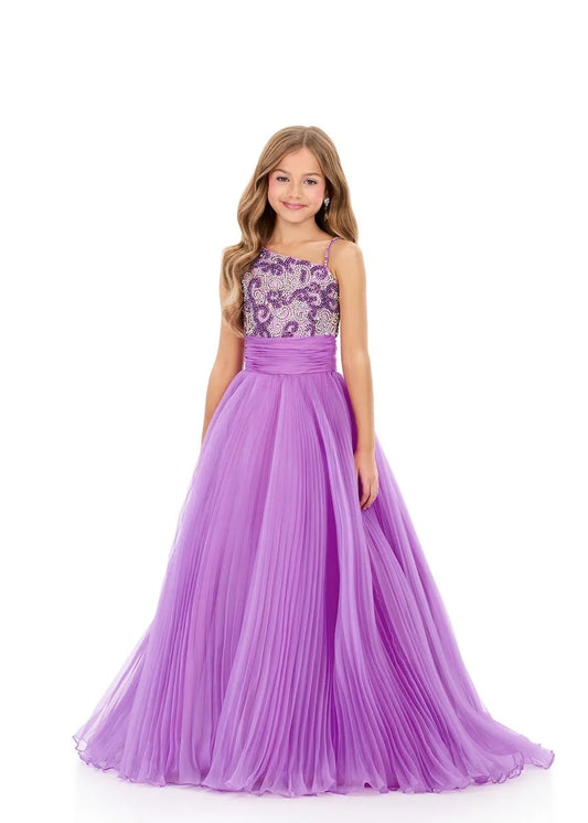 ASHLEYlauren 8367 Kids Orchid One Shoulder Pageant Gown