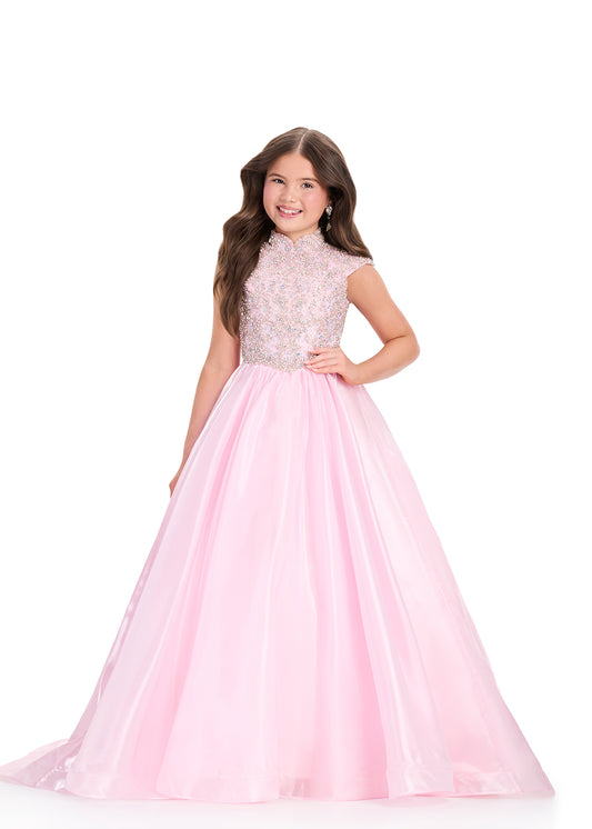 ASHLEYlauren 8396 Ice Pink teens girls pageant dress cap sleeves