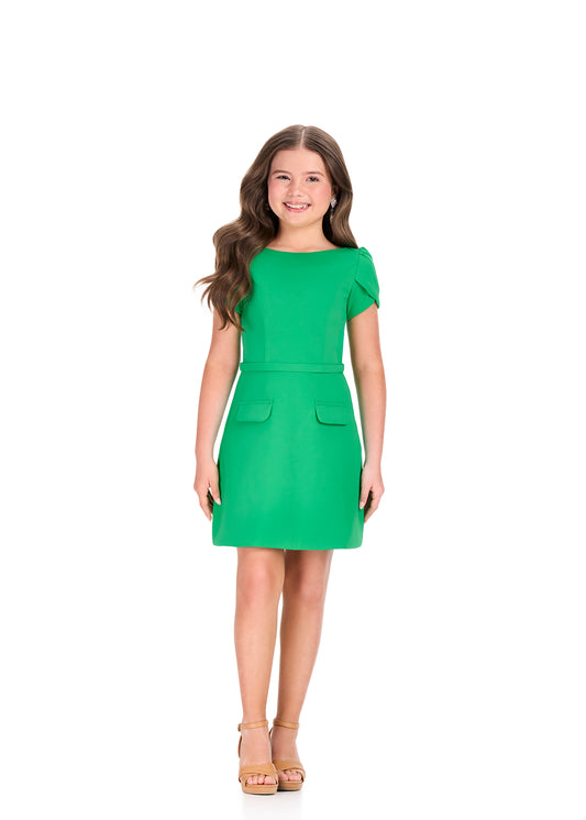 ASHLEYlauren 8405 Green Girls Teens Short Dress